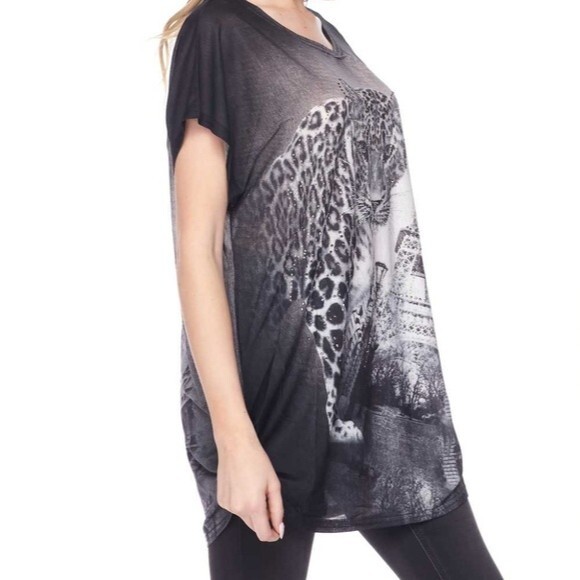 Black Tunic Top With Leopard/Eiffel Tower 3X - Picture 10 of 16